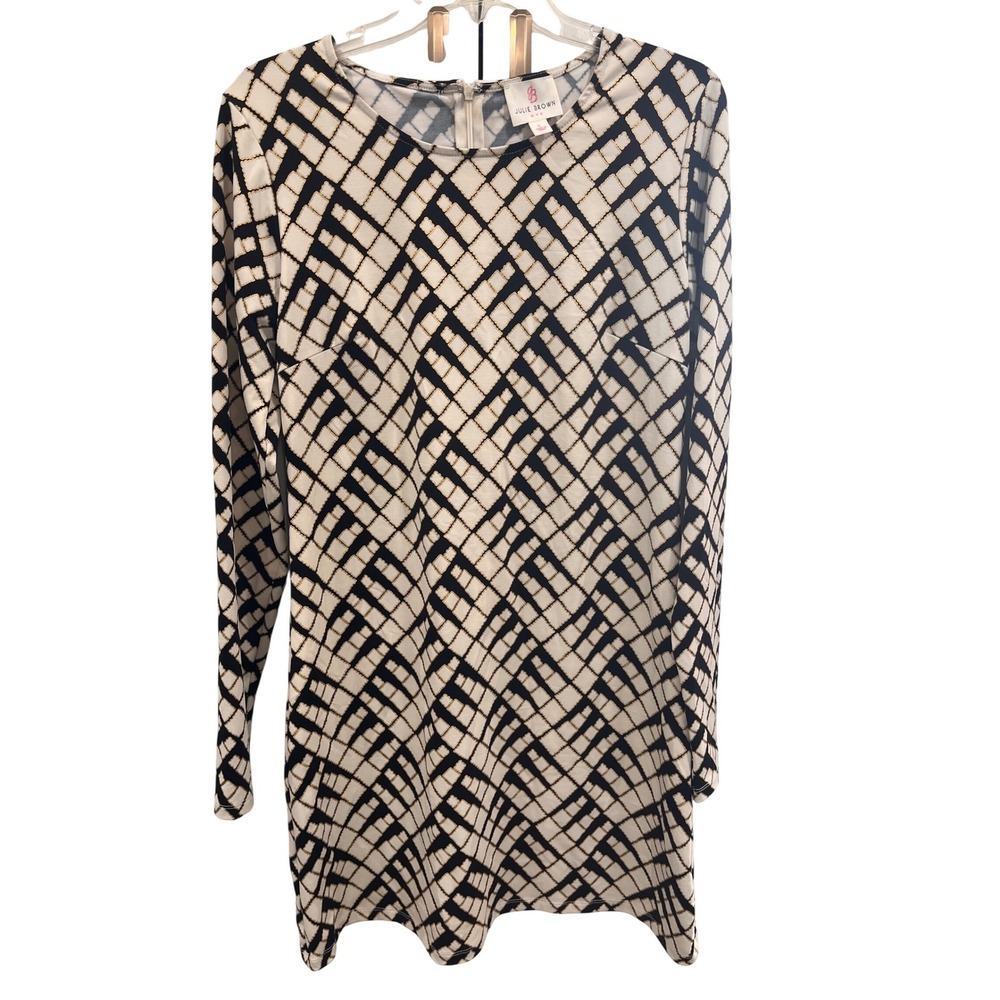 Julie Brown NYC Geometric Print Long Sleeve Zipper Dress Women's Size L